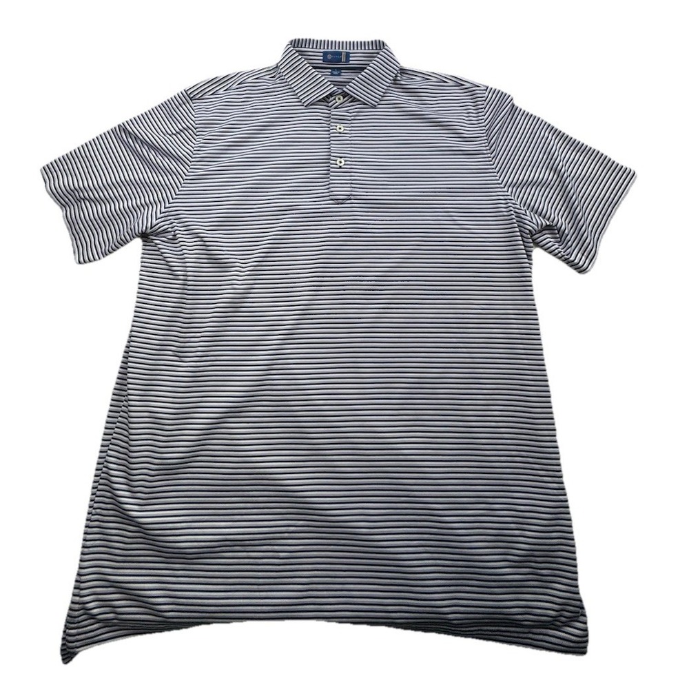 Stitch Golf Polo Shirt Mens Large Blue Purple Striped Stretch‎ Moisture Wicking